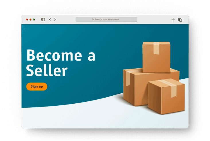 Amazon seller central home page screenshot
