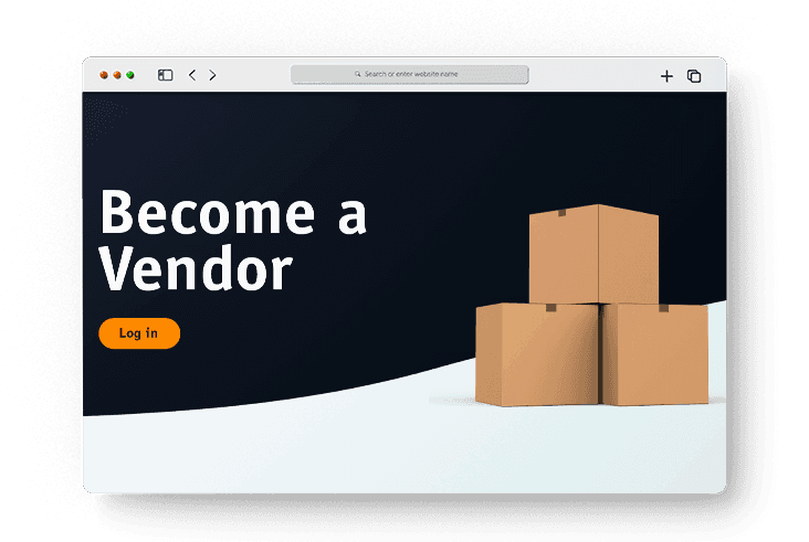 Become an Amazon vendor landing page screenshot